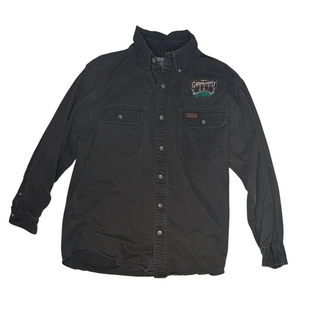 Carhartt Button Down Mens M Moss Green Gardeners Supply Co Workwear‎ S09 Shirt